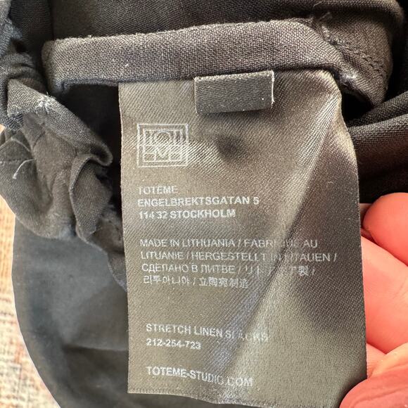 TOTEME Black Stretch Linen Slacks Wide Leg Elastic Waist Pant- 32 EU /0 US - Picture 7 of 11